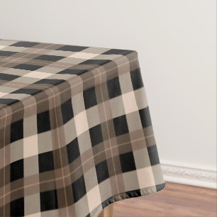Mantel Patrón trenzado / tartán de diseño marrón y negro