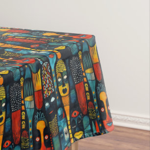 Mantel Patrón tribal africano con ídolos.
