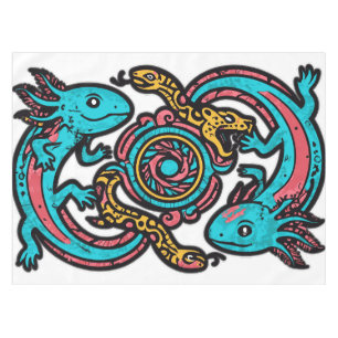 Mantel Patrón tribal azteca axolotl xolotl mitología boho