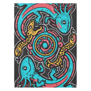 Mantel Patrón tribal azteca axolotl xolotl mitología boho