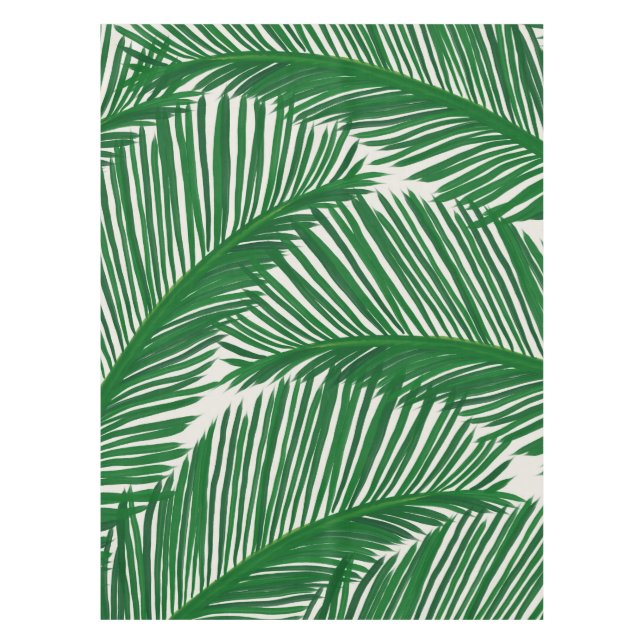 Mantel Patrón tropical de hojas de palmera verde moderno (Anverso)