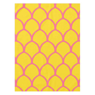 Mantel Patrón Tropical de Piña en Rosa y Amarillo