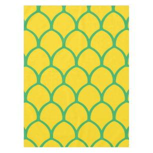 Mantel Patrón Tropical de Piña en Verde y Amarillo
