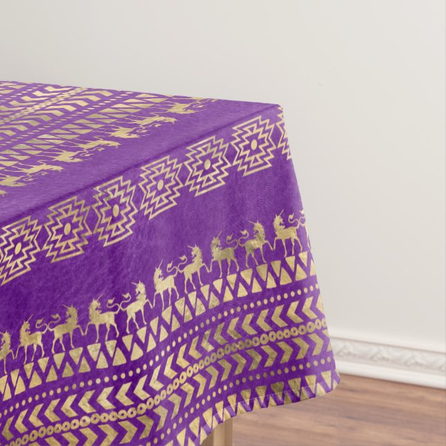 Mantel Patrón unicornio bohemio púrpura y dorado (In Situ)