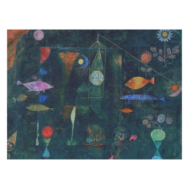 Mantel Paul Klee Fish Magic Resumen Pintura de arte gráfi (Frente (Horizontal))