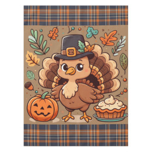 Mantel Pavo y calabaza de Acción de Gracias de dibujos an