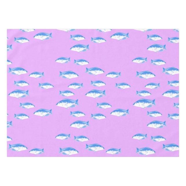 Mantel Peces azules en lila (Frente (Horizontal))