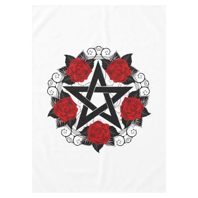 Mantel Pentagram con rosas rojas (Anverso)