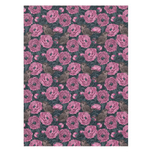 Mantel Peonies y wrenes en gris oscuro