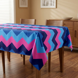 Mantel pequeño con patrón de chevron rosa azul fre