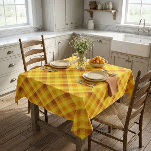 Mantel pequeño de cuadros amarillo yema de huevo l