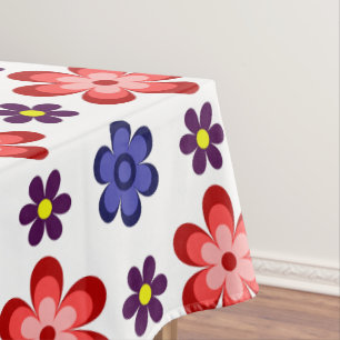 Mantel pequeño de flores azules, púrpuras y rojas
