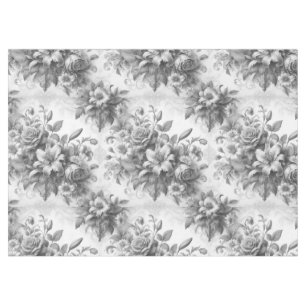 Mantel Perfección floral de antigüedades en blanco y negr