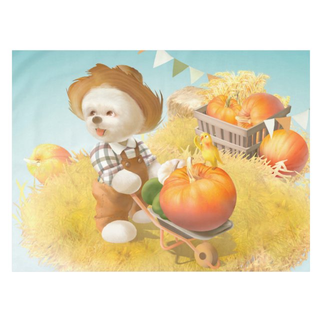 Mantel Perro agricultor con calabaza (Frente (Horizontal))