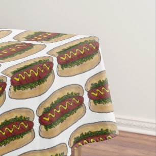 Mantel Perro caliente con mustard Relish comida rápida pi