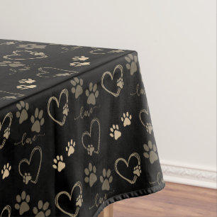 Mantel Perro de Huella de Pata de Oro Negro Personalizado