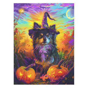 Mantel Perro Lapphund Finlandés Halloween Bruja Y Calabaz