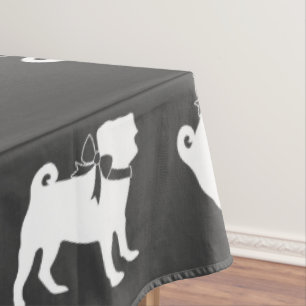 Mantel Perro Pug Chica Baby Shower rosado con cebo