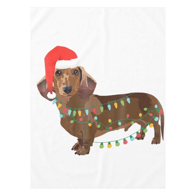 Mantel Perro Santa Dachshund Enfrentado En Navidades Ence (Anverso)