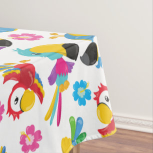 Mantel Perros coloridos, loros tropicales, aves, flores