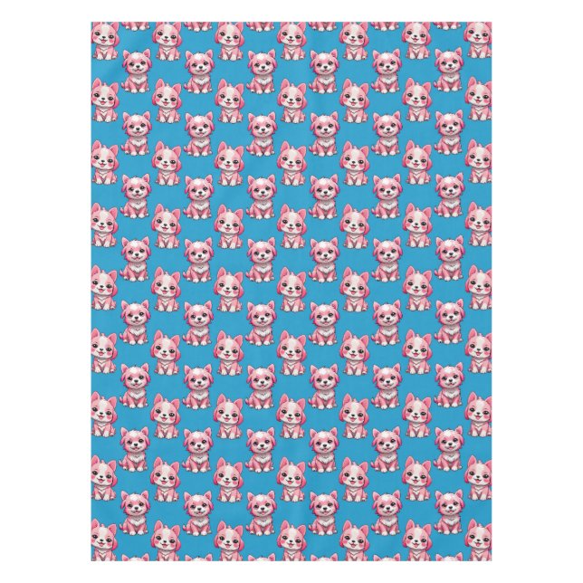 Mantel Perros rosados lindos - Azul (Anverso)