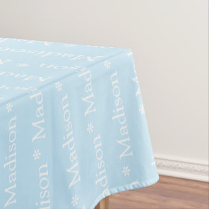 Mantel Personalizable nombre texto azul claro blanco