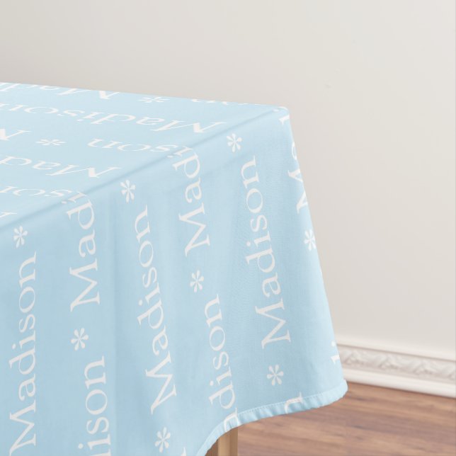 Mantel Personalizable nombre texto azul claro blanco (In Situ)