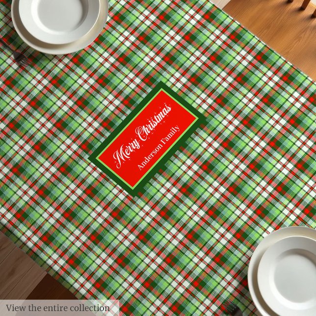 Mantel Personalizado de Fiesta Elegante Rojo Verde (Personalized Holiday Tablecloth Elegant Red Green)