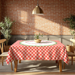 Mantel Personalizado de Gingham Rojo Navidades Fel
