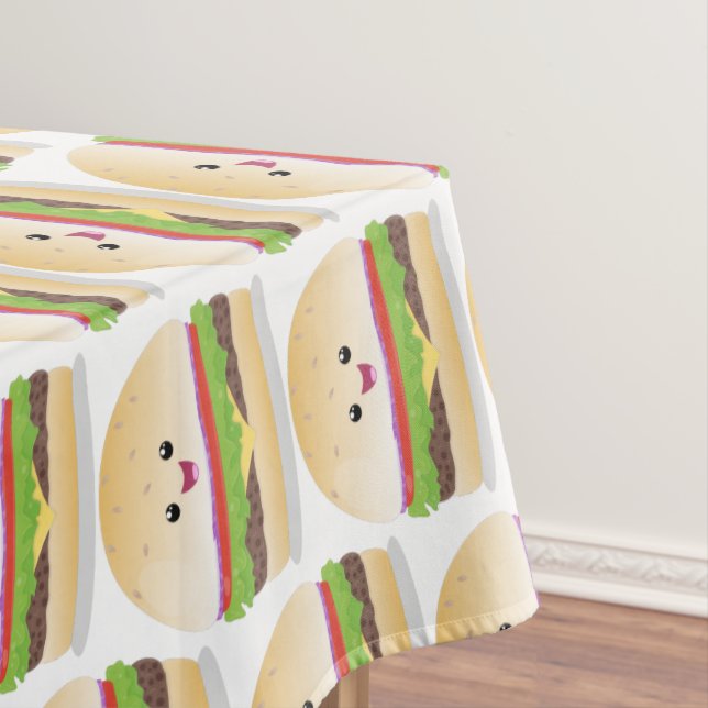 Mantel Personalizado de hamburguesa kawaii feliz (In Situ)