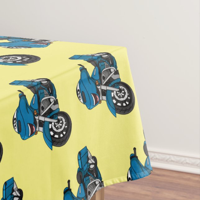 Mantel Personalizado de moto azul feliz (In Situ)
