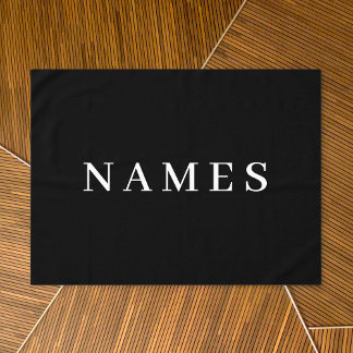 Mantel Personalizado negro simple Añadir su nombre elegan