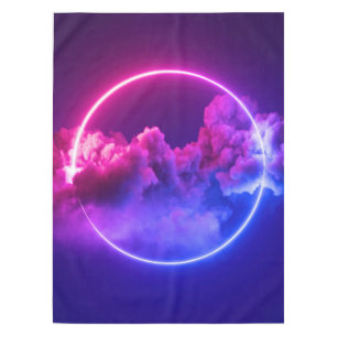 Mantel Personalizado Neon Rótulo Nubes rosadas y moradas