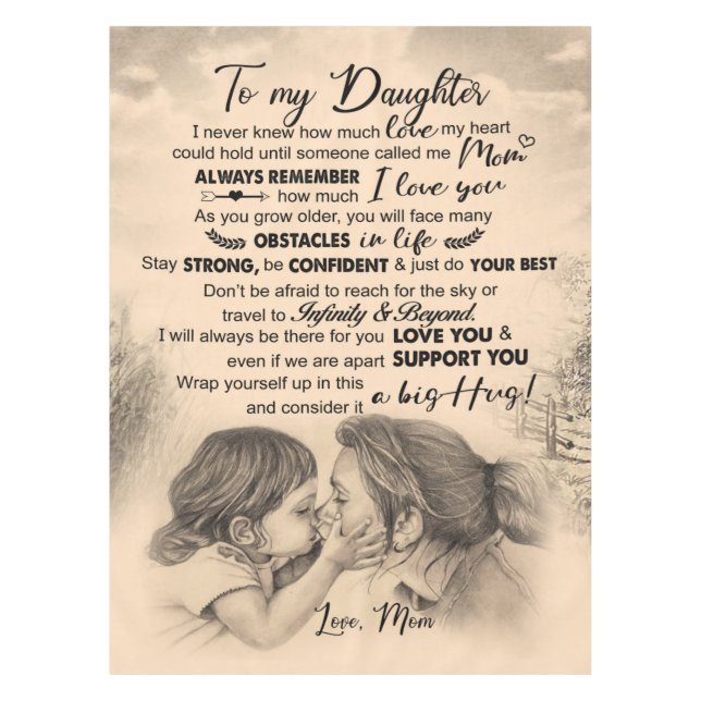 Mantel Personalizado Para Mi Hija, Amor De Mamá Blanket (Anverso)