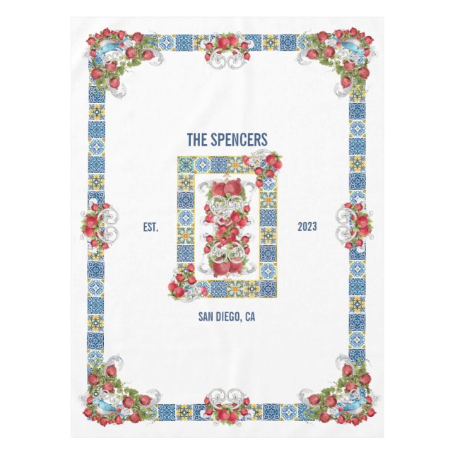 Mantel Personalizado Siciliana Majólica Tiles Fancy Pomeg (Anverso)