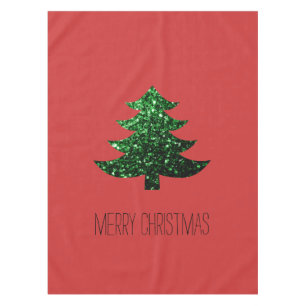 Mantel Personalizar Sparkly árbol de Navidad verde chispa