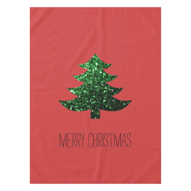Mantel Personalizar Sparkly árbol de Navidad verde chispa (Anverso)