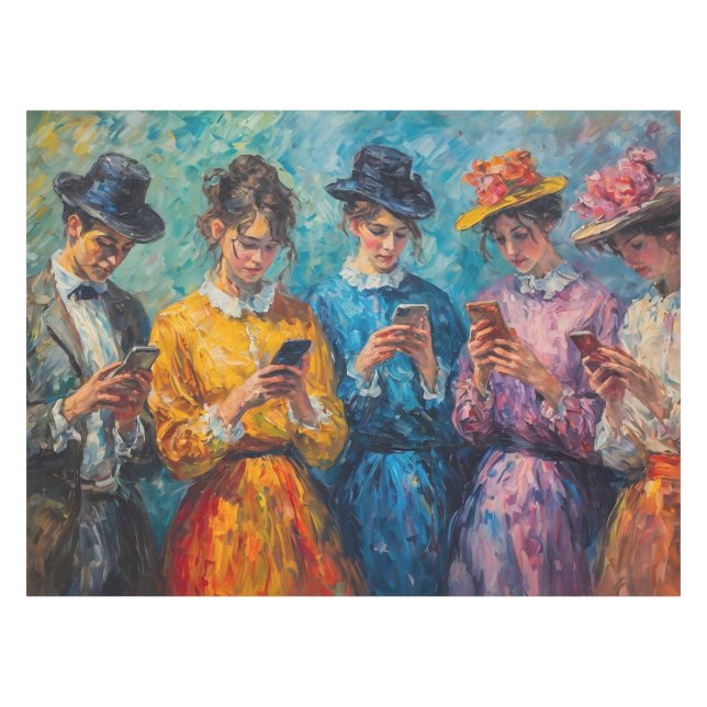 Mantel Personas del siglo XIX usando smartphones (Frente (Horizontal))