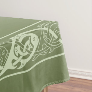 Mantel Pescado celta de Knotwork en verde