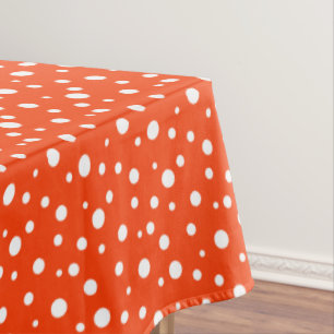 Mantel Pestaña "60x84" Naranja y puntos de polka blanca
