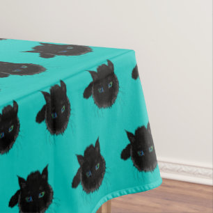 Mantel Pestaña de gato negro con ojos verdes azules