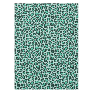 Mantel Pestaña de impresión de leopardo azul verde azulad