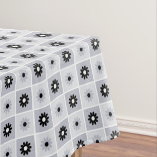 Mantel Pestaña de patrón floral gris/negro