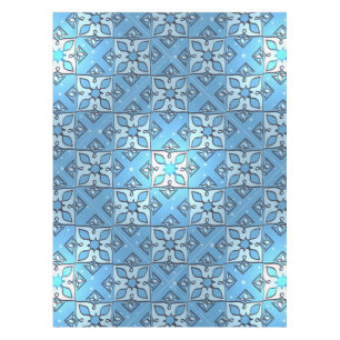 Mantel Pestaña de patrón geométrico azul de Oriente Medio