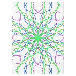 Mantel Pestaña, flor blanca verde caleidoscópica