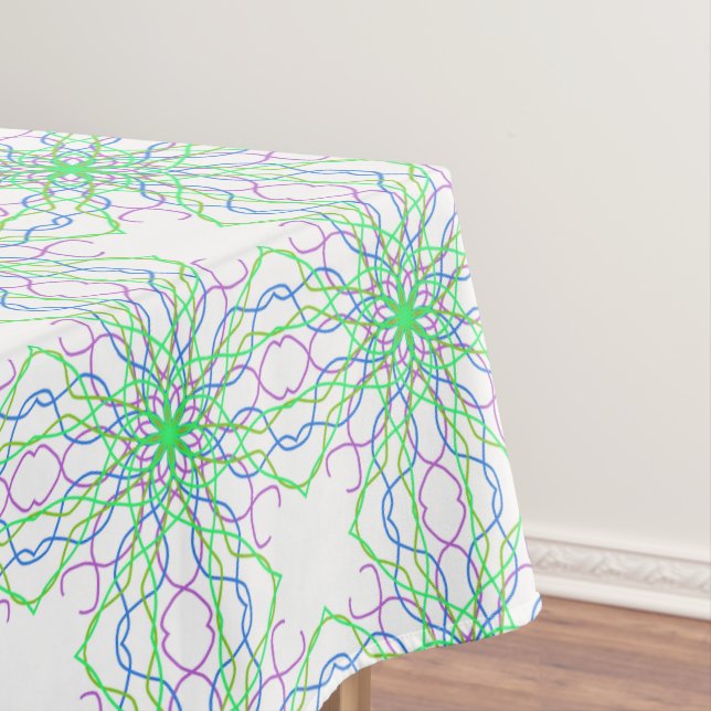 Mantel Pestaña, flor blanca verde caleidoscópica (In Situ)