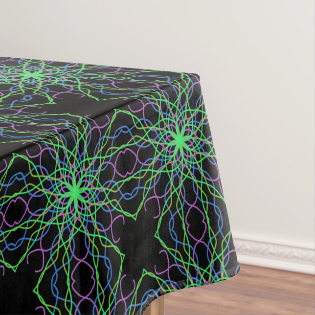 Mantel Pestaña, flor de Kaleidoscopio Verde Negro (In Situ)