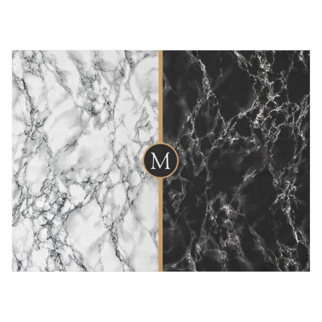 Mantel Pestaña negra y blanca con letra Personalizado (Frente (Horizontal))