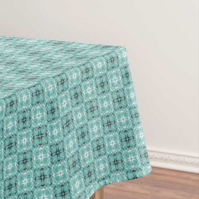 Mantel Pestaña Verde azulada de patrones de cuadros negro (In Situ)