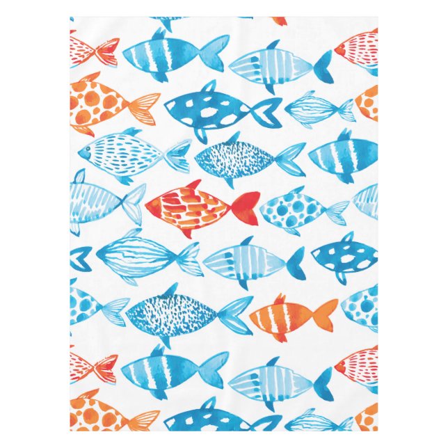 Mantel Pez De Colores Azul Rojo (Anverso)